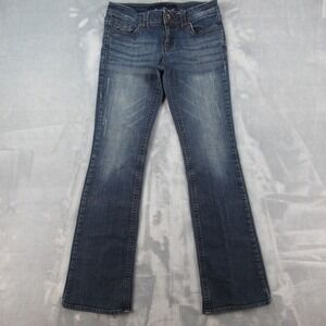 Refuge Women Blue Bootcut Jeans Size 7L Dark Wash Whiskering P1970-34